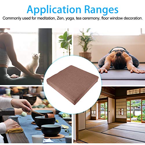 Household Square Floor Cushion for Yoga and Meditation, Removable Washable Meditation Mat Cushion - color: square linen brown