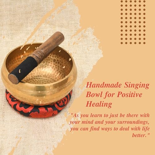 Tibetan Singing Bowl Set-Authentic Cuencos Tibetanos for Sound Healing, Meditation & Chakra Balancing - Includes Cushion, Mallet-Unique Spiritual Gifts for Women and Men (6.3 Inch Bowl) - size: 6.3 Inch Bowl