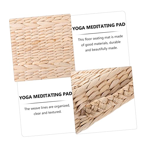 1pc Hand-Made Woven Meditation Cushion Square Straw Mat for Yoga and Home Use Comfortable Floor Pillow for Living Room Bedroom and Office Diameter Thick
