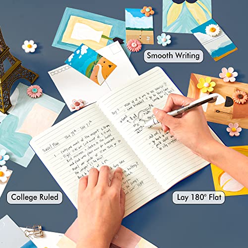 8 Pack Soft Cover Journal Bulk, Feela Notebooks College Ruled for Work, Lined Travel Journal for Women Men, Note Taking Notebook School Supplies Business Writing, 8.2” x 5.5”, A5, Navy - color: 8 Navy