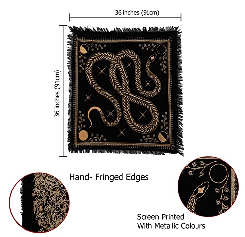 Indian Consigners Snake Altar Tarot Table Cloth Witchcraft Spread Rune Spell Beast Witchery Square Table Cover - size: 36" x 36" (Square)