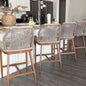 PURPLE LEAF Counter Height Bar Stools Set of 4 Rattan Chair Boho Wicker Metal Counter Stools with Back and Footrest Patio Seating Modern Garden Pool Outdoor Barstools - color: Classic/Deep Teak, size: 4pc-24.8"h