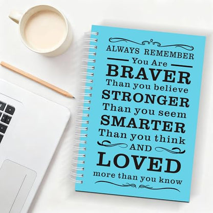 JOHSBYD 2Pcs Blank Spiral Notebook,Inspirational Gifts A5 Hardcover Sketch Book,Art Sketchbook for Drawing, Unlined, Plain Sketch Book for Women Men Work Writing,160 Pages (2, Blank Page Light Blue)