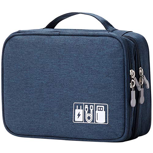 MIRLEWAIY Travel Cord Cable Organizer, Portable Electronics Accessories Carrying Bag Storage Case for Dad's Day Hard Drives, Cable, Cord, Charger, Hard Drive, Earphone, Dark Blue - color: Dark Blue