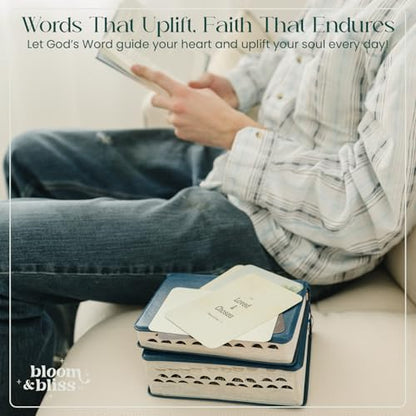 Positive Affirmation Cards | 50 Bible Verse Card + Display Stand | Scripture, Prayer, and Faith Cards | Inspirational for Christians, Men & Women