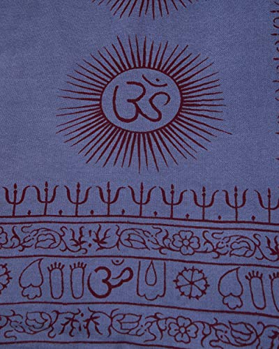 Yoga Scarf Meditation Shawl Large Wrap Hindu Prayer Stole OM print - color: Blue