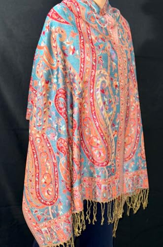 Wool Prayer Shawl Large Reversible Pashmina Silk Scarf nyc Travel Blanket Scarf Winter Wraps for Elegant LUXURY Meditation Extra Soft Boho Extra big unisex Warm in Autumn PREMIUM QUALITY wrap 5303S163