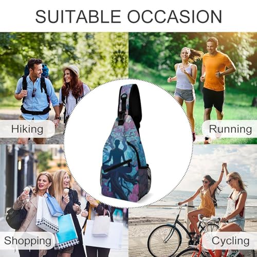 Meditation Yoga Roots Branches Leaves Unisex Sling Bag Chest Shoulder Backpack Crossbody Daypack with Side Pouch