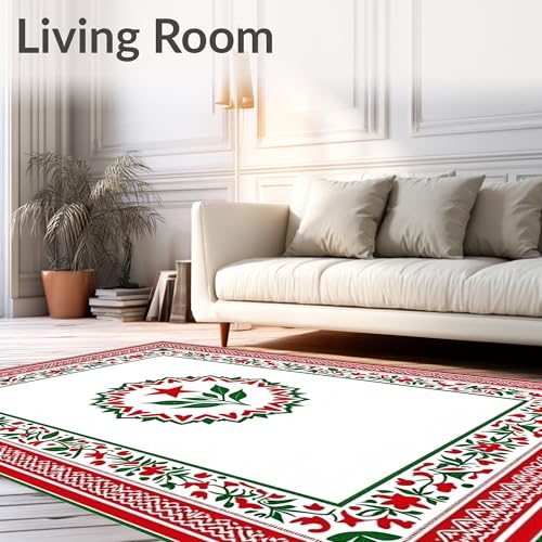 Flatwoven High Traffic Area Rug 4x6, Festive Jumbo Hook Kit Beginner Friendly Embroidery, Non Slip, Stain Resistant, Washable Area Rugs for Living Room, Bedroom (Red, 4x6) - color: Red/Pattern 1, size: 4' x 6' (Rectangular)
