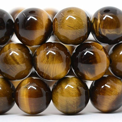 Justinstones Gem Semi Precious Gemstone 10mm Round Beads Stretch Bracelet 7 Inch Unisex - color: A Grade Golden Tiger Eye