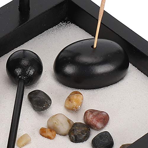 Zen Garden Desktop Sitting Buddha Ornament, Statue with Incense Holder Sand Decorative Stone Accessories for Home Office and Work Desk Collectible Figurines[1906]