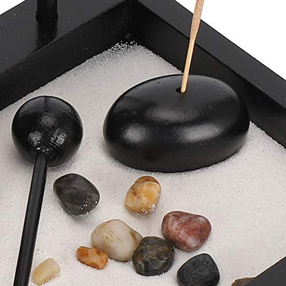 Zen Garden Desktop Sitting Buddha Ornament, Statue with Incense Holder Sand Decorative Stone Accessories for Home Office and Work Desk Collectible Figurines[1906]