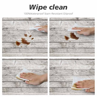 Planks Round Table Cloth Old Wooden Fence Elastic Edged Table Cover Fade and Stain Resistant Table Cloths Easy to Clean Fits Tables 40-44" Diameter - color: Planks