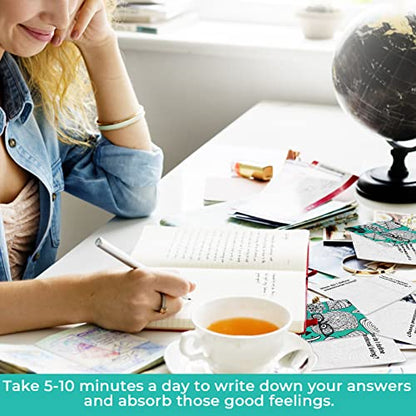 YARKOR 𝟑𝟎% 𝐎𝐅𝐅 100pcs Empowering Question Cards - Questions for Mindfulness, Meditation, Writing, Self Care Cards, Thought-Provoking Cards
