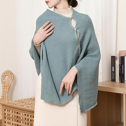 Shawl Wraps Women Fashion Knitted Shawls and Wraps Cardigan Cape Crochet Winter Shoulder Top Sweater Shawl Scarf - color: A Green