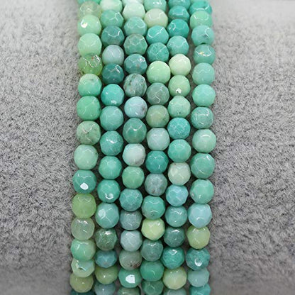 Keleny Gem Semi Precious Gemstones 4mm Round Beads Crystal Stretch Bracelet 7 Inch Unisex - color: Faceted Green Chrysoprase Agate