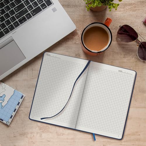 Plexon Graph Paper Notebook, Notebook Journal 160 Pages, Graph Notebook Medium 5.7 inches x 8 inches, 120 GSM Thick Paper, Navy Blue, Hardcover - color: Blue, style: Graph