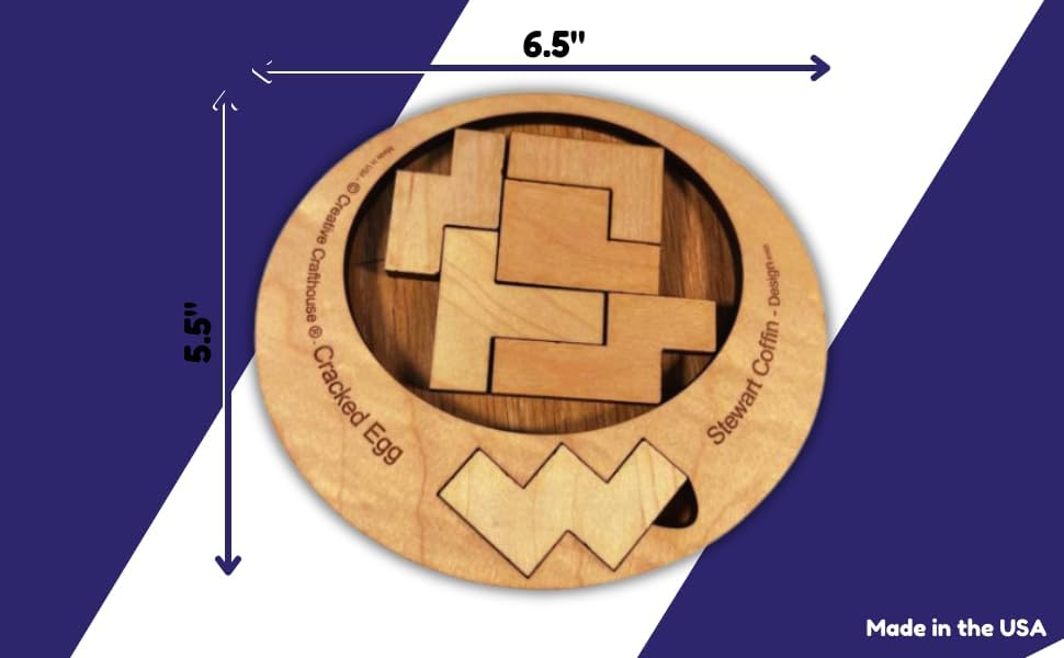 Difficult Puzzle for Adults - The Cracked Egg - 7 Piece Wood Brain Teaser Made in The USA from Creative Crafthouse - style: The Cracked Egg