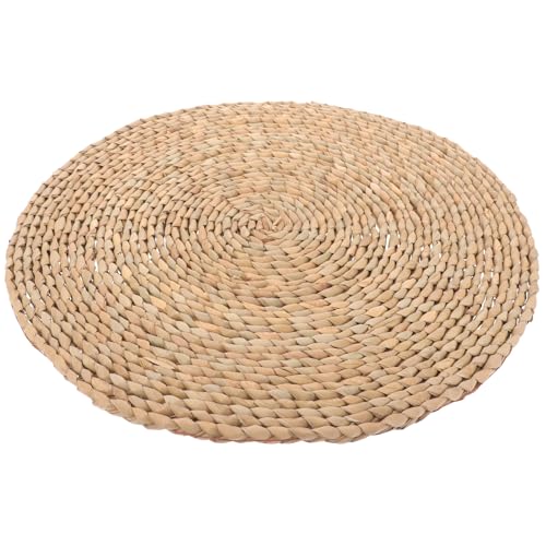 Abaodam Woven Meditation Cushion Floor Pillow 40x40cm Handmade Grass Seat Pad Deep Color Zabuton Style Sitting Mat for Yoga, Indoor Floor Seating, and Zen Practice