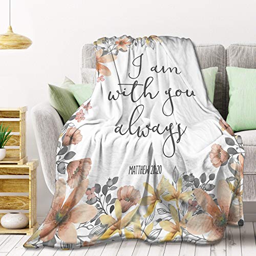 Bible Verse - I Am with You Always Fleece Throw Blanket Lightweight Super Soft Flannel Bed Blanket Perfect Home Decor for Couch Chair Sofa Living Room 60"X50" Medium - color: Bible Verse, size: Medium 60"x50