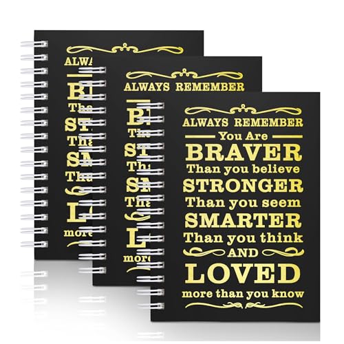 3Pcs A6 Spiral Notebook,Inspirational Journal,Motivational Journal for Women Men,Spiral Journal Notebook College Ruled Daily Diary for School,Travel,Business,Work (3Pcs-A6 Always Black) - color: 3pcs-a6 Always Black