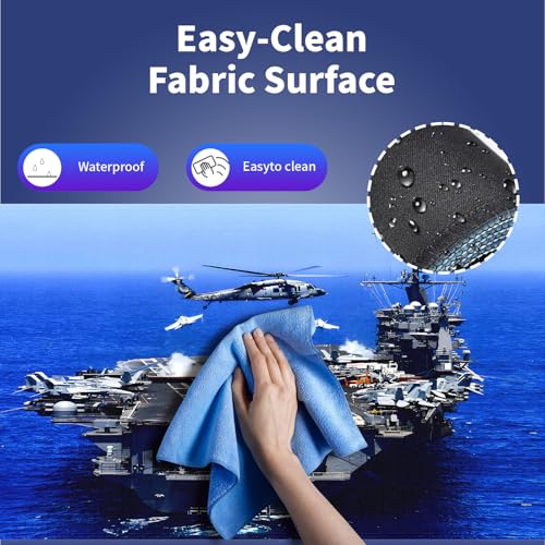 Extra Large Gaming & Office Mouse Pad (31.5" x 11.8") – Aircraft Carrier & Fighter Jet Group & Helicopter, US Navy Premium XXL Desk Mat with Durable Stitched Edges & Anti-Slip Rubber Base - color: Aircraft Carrier Navy Blue Ocean