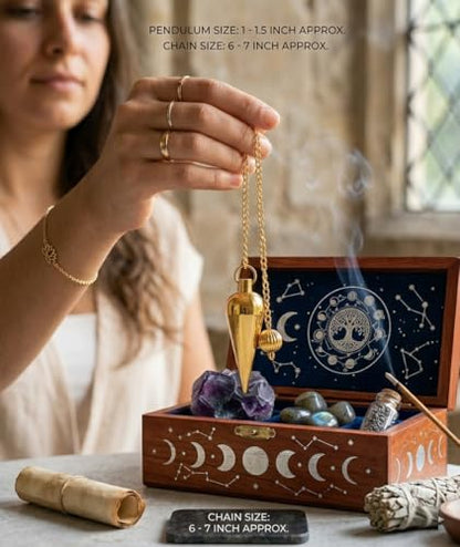 Long Cone Brass Metal Pendulum Healing Dowsing Divination Meditation Metaphysical Reiki Pendulum - color: Long Cone