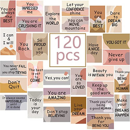 Outus 120 Pcs Motivational Encouragement Quote Cards Inspirational Kindness Appreciation Gratitude Business Encouragement Mini Note Cards, 30 Styles, 3.5 x 2 Inch(Boho Style) - style: Boho Style