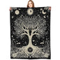Tree of Life Retro Blanket Mystical Spiritual Seekers Black Throw Blankets,Birthday Gifts for Women Men,Lightweight Soft Fleece Cozy for Sofa Couch Bed Room Boho Decor 50x60in