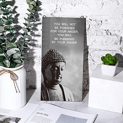 Blulu 2 Pcs Buddha Quote Decor Buddha Inspirational Quote Wall Art Meditation Room Chakra Decor Zen Wooden Hanging, Spiritual Gift for Home Yoga Living Room Women(Start to Change) - style: Start to Change