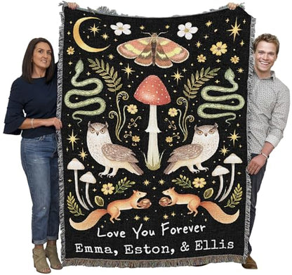 Pure Country Weavers Forest Friends Blanket - Personalized - Custom Gift Tapestry Throw Woven from Cotton - Made in The USA (72x54) - color: Forest Friends Blanket