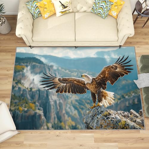 Generic 3x4 Rug, Bald Eagle Door Mat Washable Non Slip Soft for Entryway, Mountain Landscape Rug, Wild Animal Bird Carpet, Bald Eagle Home Decor & Gifts - color: Bald Eagle, size: 3 x 4 ft