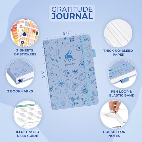 Clever Fox Gratitude Journal – Happiness, Positivity & Affirmation Daily Journal – Inspirational Daily Notebook – 3 Months, A5 (Periwinkle) - color: Periwinkle, size: A5 (5.8″ x 8.3″)