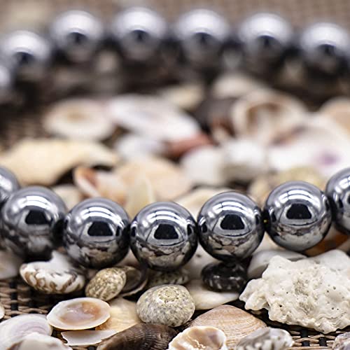 8mm Natural Gemstone Stretch Bracelet, Handmade Unisex Crystal Bracelets for Meditation, Yoga, Spiritual Healing & Positive Energy - color: Silver Hematite
