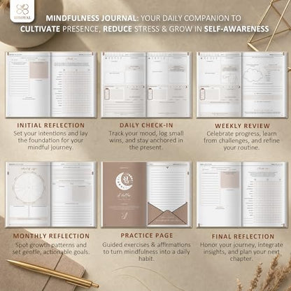 BIROYAL 5 Minute Gratitude Journal 2026 - Undated Daily Gratitude Journal for Women - 20 Weeks 5 Minute Guide Journals - Daily Journals with Prompts for Happiness, Mindfulness & Reflection - Self Care Gift - color: Khaki