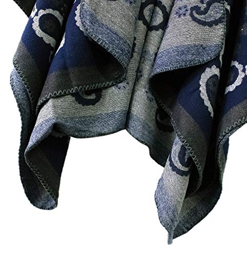 Urban CoCo Women's Color Block Shawl Wrap Open Front Poncho Cape - color: Series 21-navy Blue