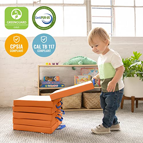 ECR4Kids SoftZone Floor Cushions, Square, Flexible Seating, Orange, 6-Piece - color: Orange