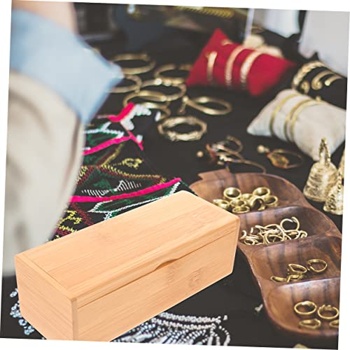 Cabilock 2pcs Bamboo Storage Box with Lid Organizer for Jewelry Trinkets and Keepsakes Lightweight and Bamboo Wood Design