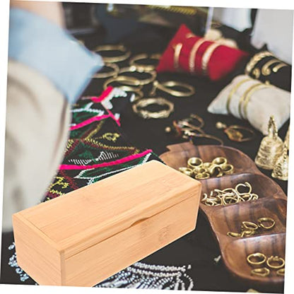 Cabilock 2pcs Bamboo Storage Box with Lid Organizer for Jewelry Trinkets and Keepsakes Lightweight and Bamboo Wood Design