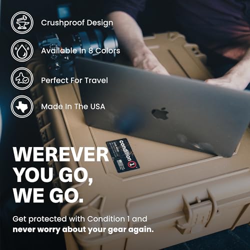 Condition 1 25" Large Waterproof Hard Case Model 839 with Foam, Portable Protective Storage Box for Travel, Hunting, Military, Tactical, Made in USA, 24.50"x 19.46"x8.41" Ranger Green - color: Ranger Green