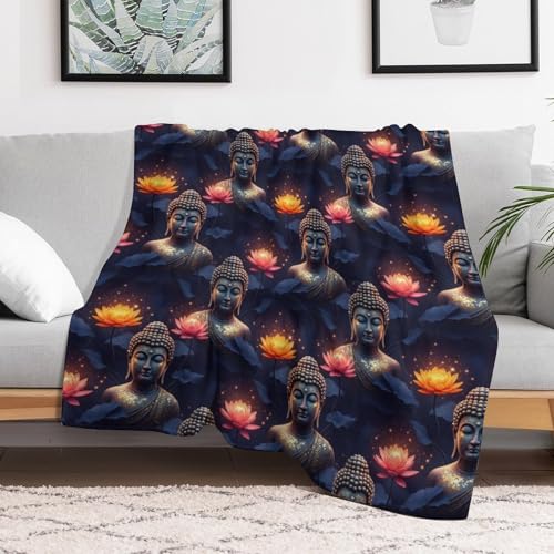 Office Nap Thin Flannel Blanket Meditation Religion Lotus Art, Lightweight Soft Plush Throw Blanket, Compact Travel Blanket for Camping, 50x60 Inches - color: Pattern (333), size: Standard Size 50x60 Inches