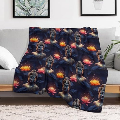 Office Nap Thin Flannel Blanket Meditation Religion Lotus Art, Lightweight Soft Plush Throw Blanket, Compact Travel Blanket for Camping, 50x60 Inches - color: Pattern (333), size: Standard Size 50x60 Inches