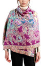 Achillea Elegant Paisley Floral Pashmina Shawl and Wrap – Boho Rave Scarf for Festival, Travel & Everyday Wear - color: Purple Turquoise