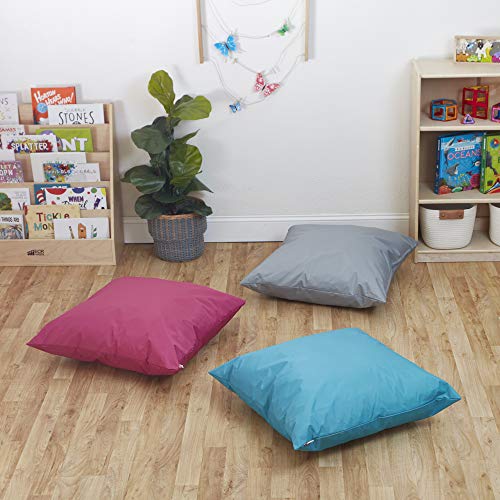 ECR4Kids Jumbo Indoor/Outdoor Kids Floor Pillow Cushion, 27in x 27in, Classroom Essentials, Turquoise - color: Turquoise