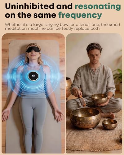 Portable Electronic Tibetan Singing Bowl, 4 Healing Frequencies (417-639Hz)& Singing Bowl Tone - USB-C Rechargeable Meditation Musical Instrument for Yoga, Relaxation, Reiki, Chakra Balance Gold - color: Singing Bowl Gold