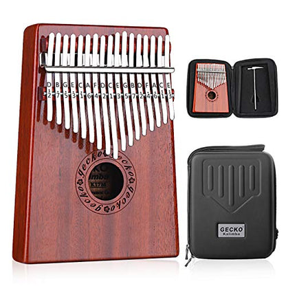 GECKO Kalimba 17 Keys Thumb Piano with Waterproof Protective Box, Tune Hammer and Study Instruction, Portable Mbira Sanza Finger Piano, Meditation Sound, Gift for Beginners and Professional