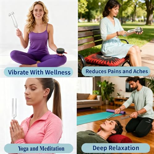 Tuning Forks for Healing Set–128Hz, 136.1Hz, 256Hz, 384Hz. Chakra Sound Healing Instrument for Meditation,Yoga, Reiki Energy,Perfect Mother's Day & Birthday Gifts for Women
