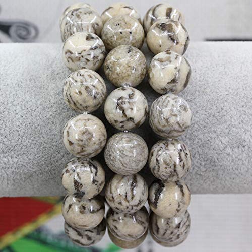 Keleny Natural Gem Semi Precious Gemstones 14mm Round Beads Crystal Stretch Bracelets 7 Inch Unisex - color: 14mm Beige Feldspar
