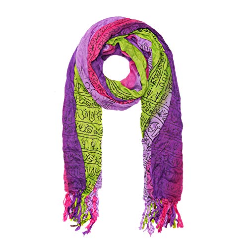 OMA Large OM Mantra Scarf Block Printed Wrap Prayer Shawl For Yoga & Meditation - Premium Quality BRAND