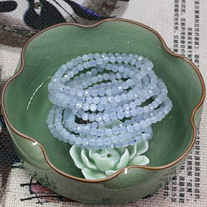 Keleny Gem Semi Precious Gemstones 4mm Round Beads Crystal Stretch Bracelet 7 Inch Unisex - color: Faceted A Grade Aquamarine